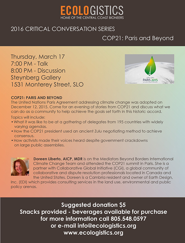 2016-03-17 Ecololgistics COP21 Paris and Beyond Flyer