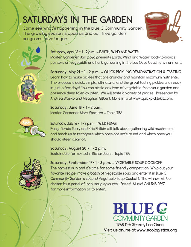 2016 Blue C Community Garden - Saturdays in the Garden Flyer
